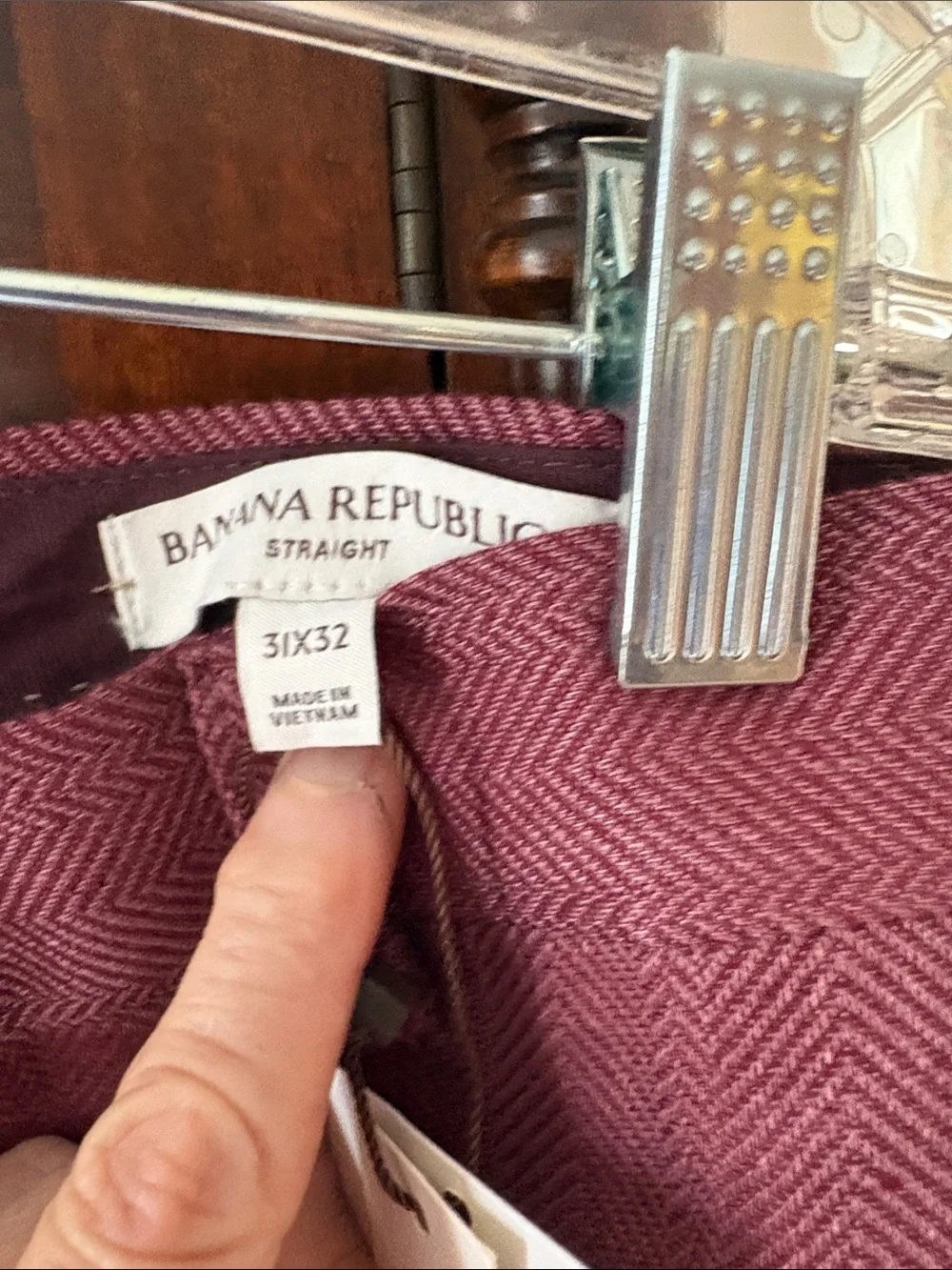 NWT Men’s Banana Republic Men's European Flax linen Plum Wine  Dress Pants